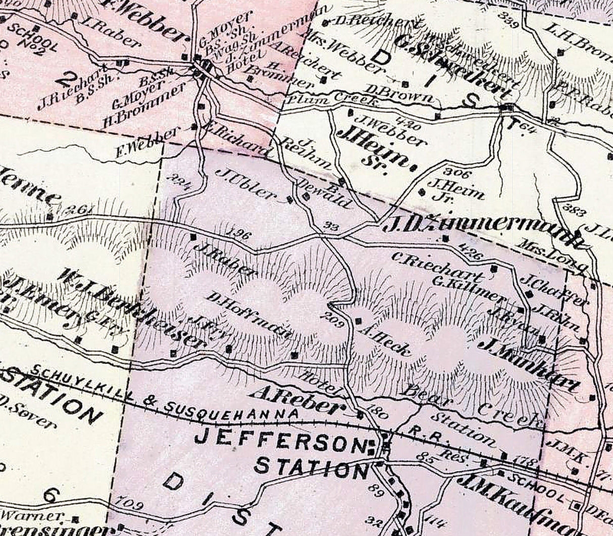 1875 Map of South Manheim Township Schuylkill County Pennsylvania