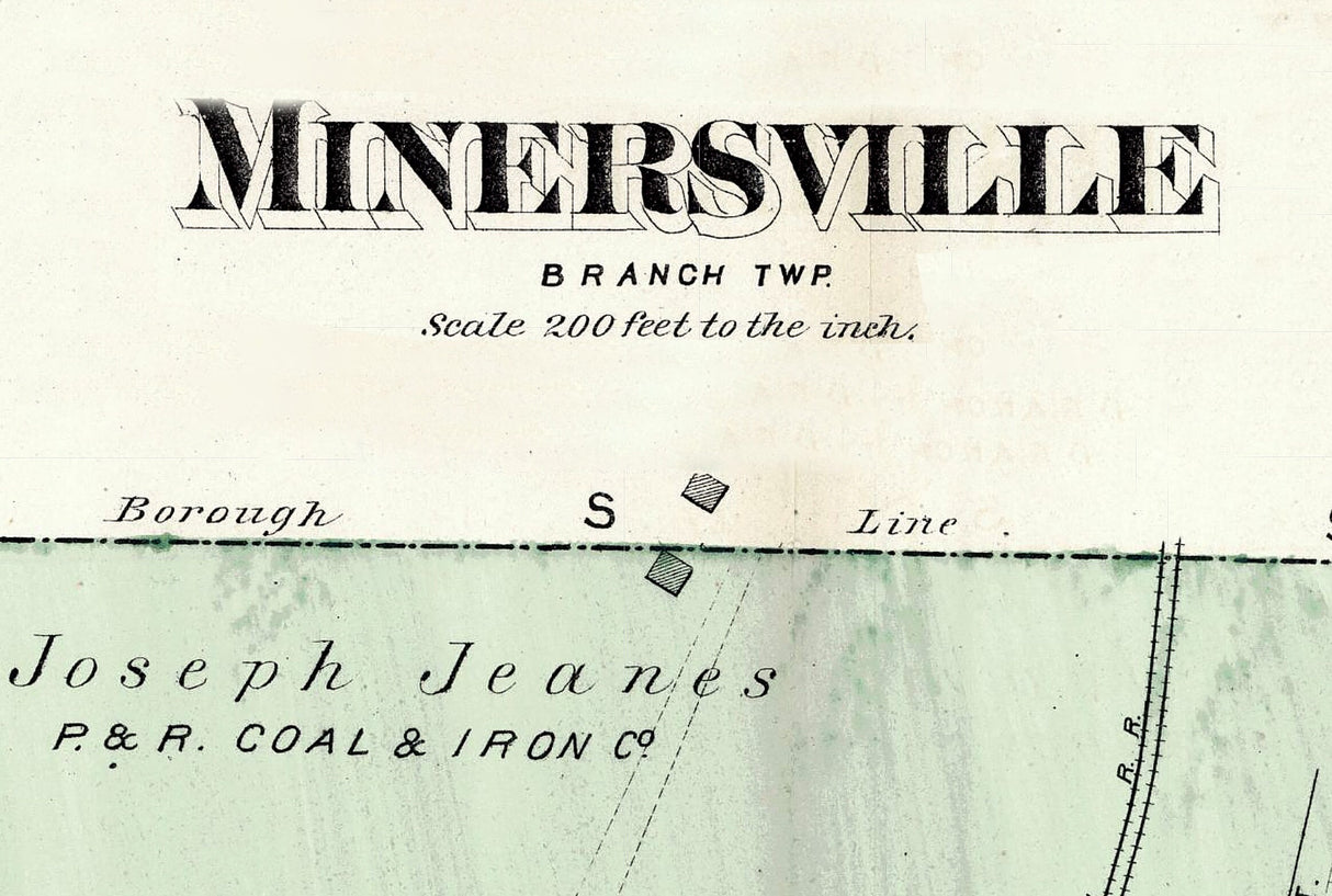 1875 Town Map of Minersville Schuylkill County Pennsylvania