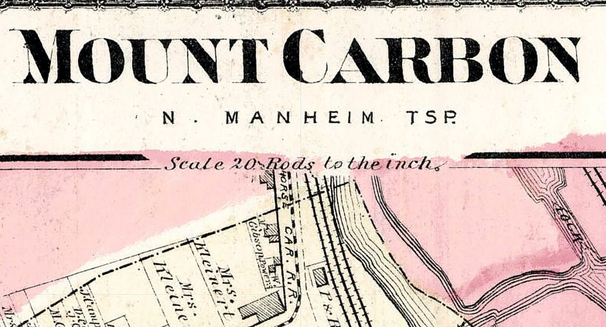 1875 Town Map of Mount Carbon Schuylkill County Pennsylvania