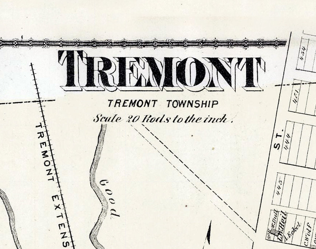 1875 Town Map of Tremont Schuylkill County Pennsylvania
