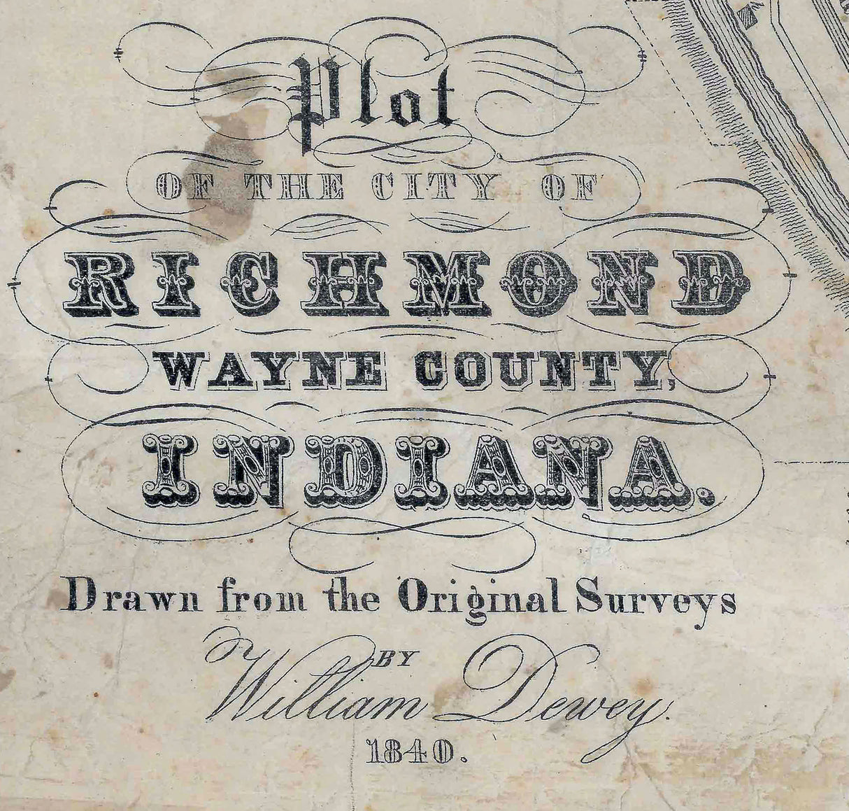 1840 Map of Richmond Wayne County Indiana