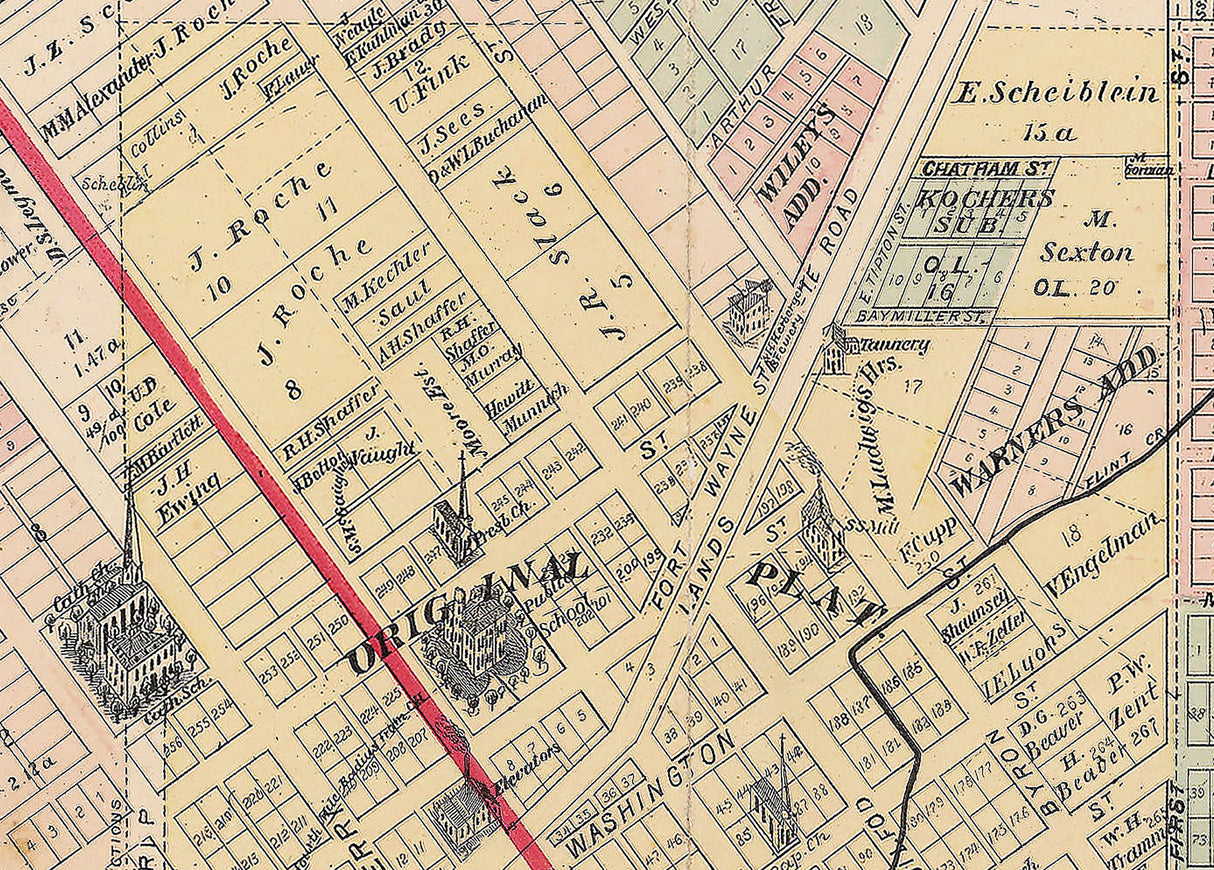 1879 Map of The City of Huntington Indiana