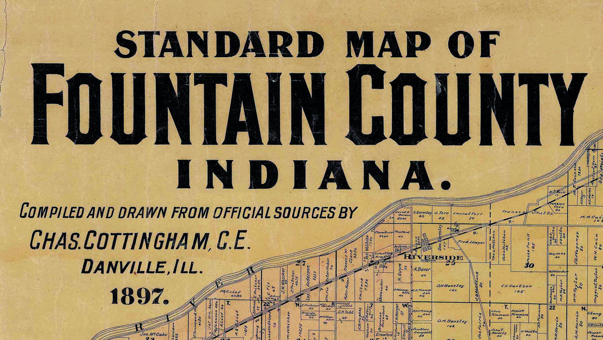 1897 Farm Line Map of Fountain County Indiana