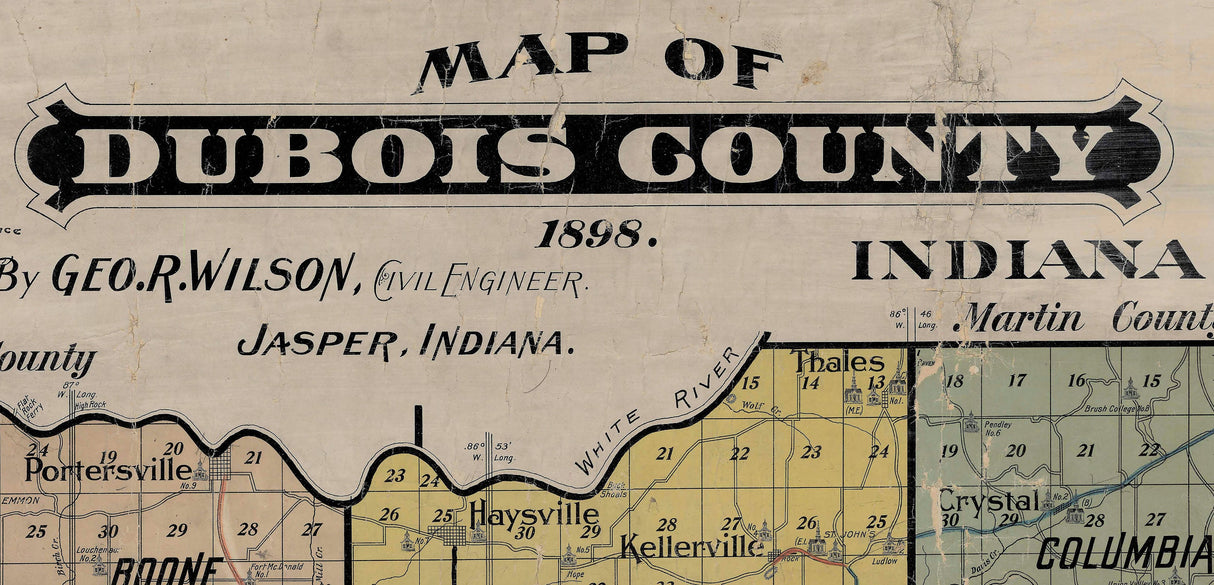 1898 Map of Dubois County Indiana