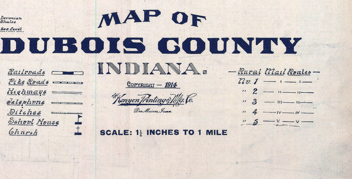 1914 Farm Line Map of Dubois County Indiana