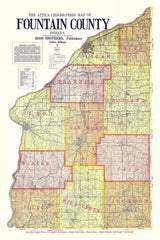 1914 Farm Line Map of Fountain County Indiana