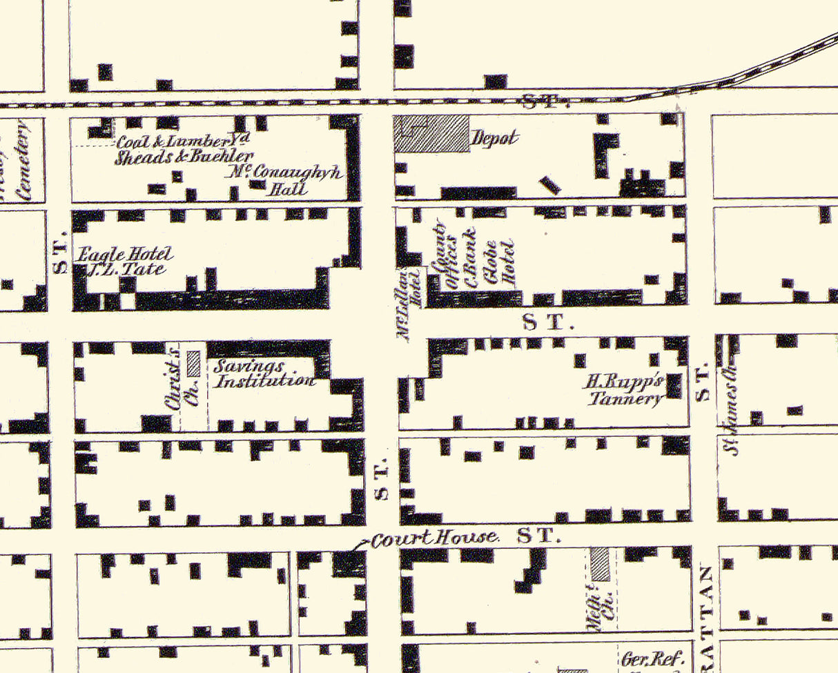 1858 Map of Gettysburg Adams County Pennsylvania