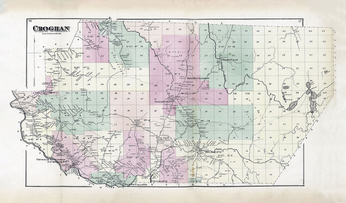 1875 Map of Croghan Township Lewis County New York