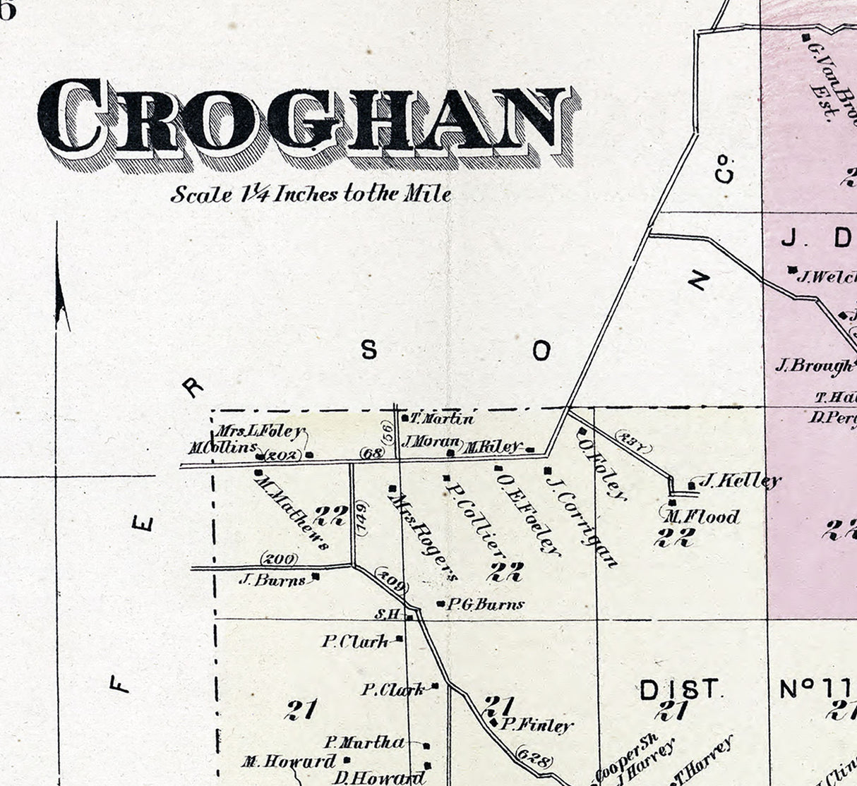 1875 Map of Croghan Township Lewis County New York