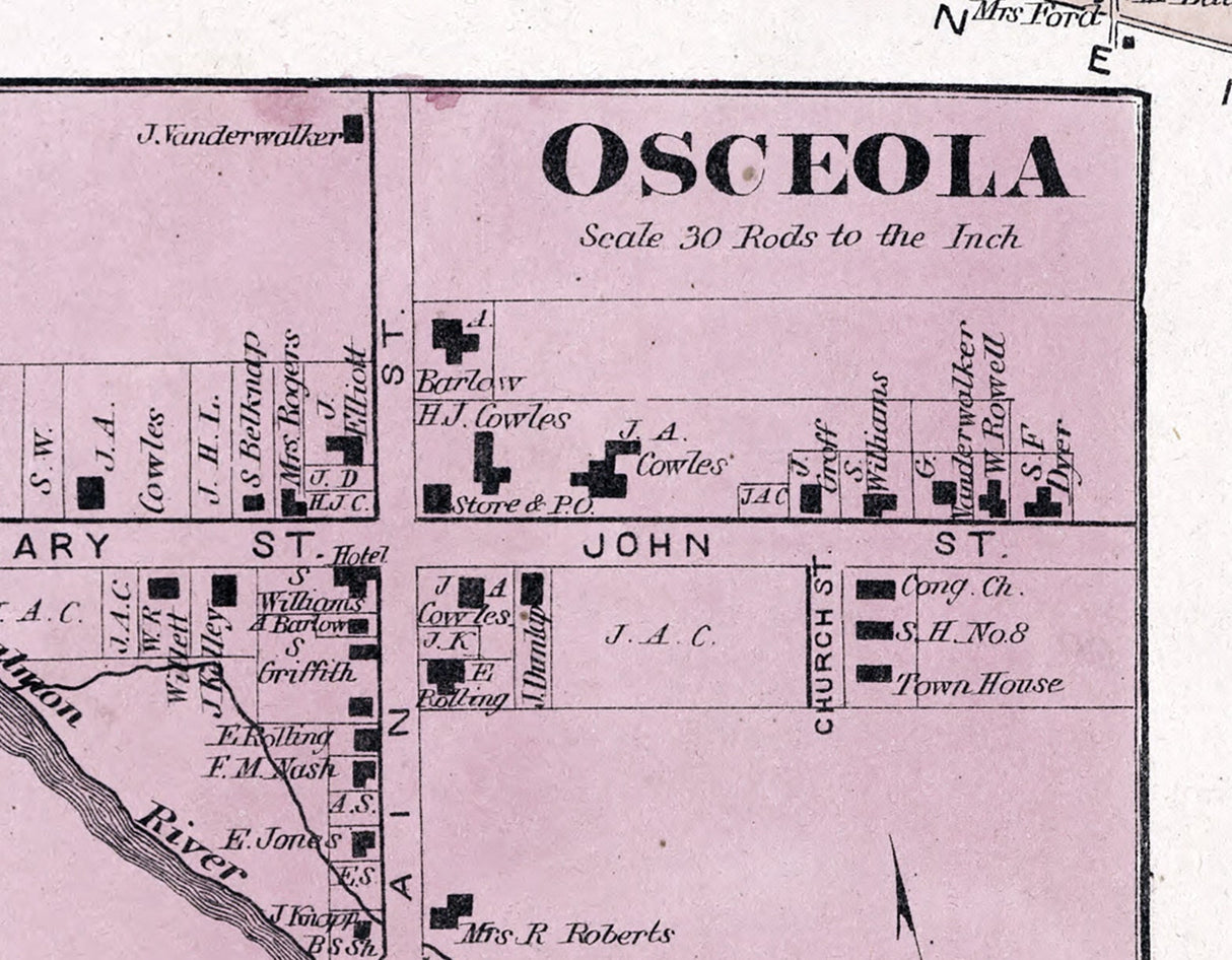 1875 Map of Osceola Township Lewis County New York