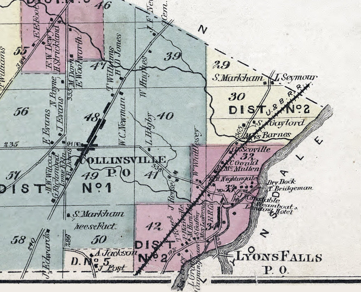 1875 Map of West Turin Township Lewis County New York