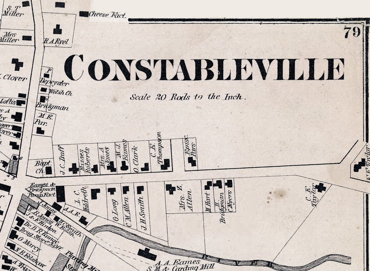 1875 Map of West Turin Township Lewis County New York