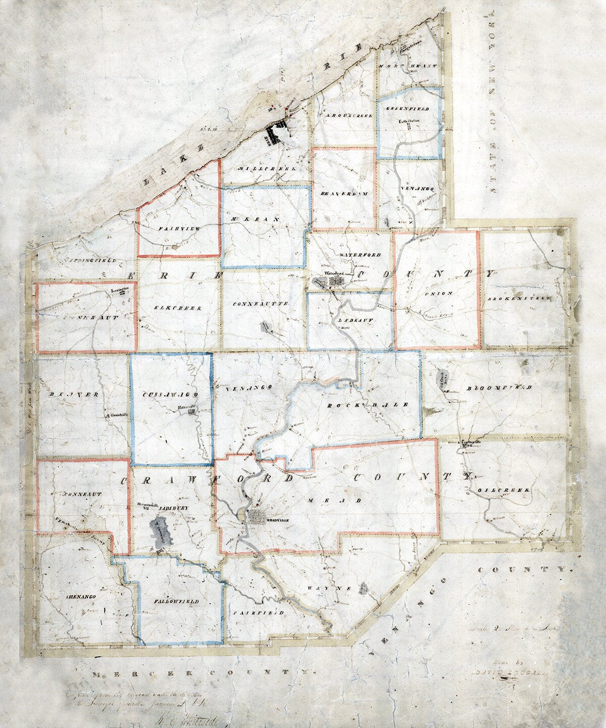 1816 Map of Erie and Crawford County Pennsylvania