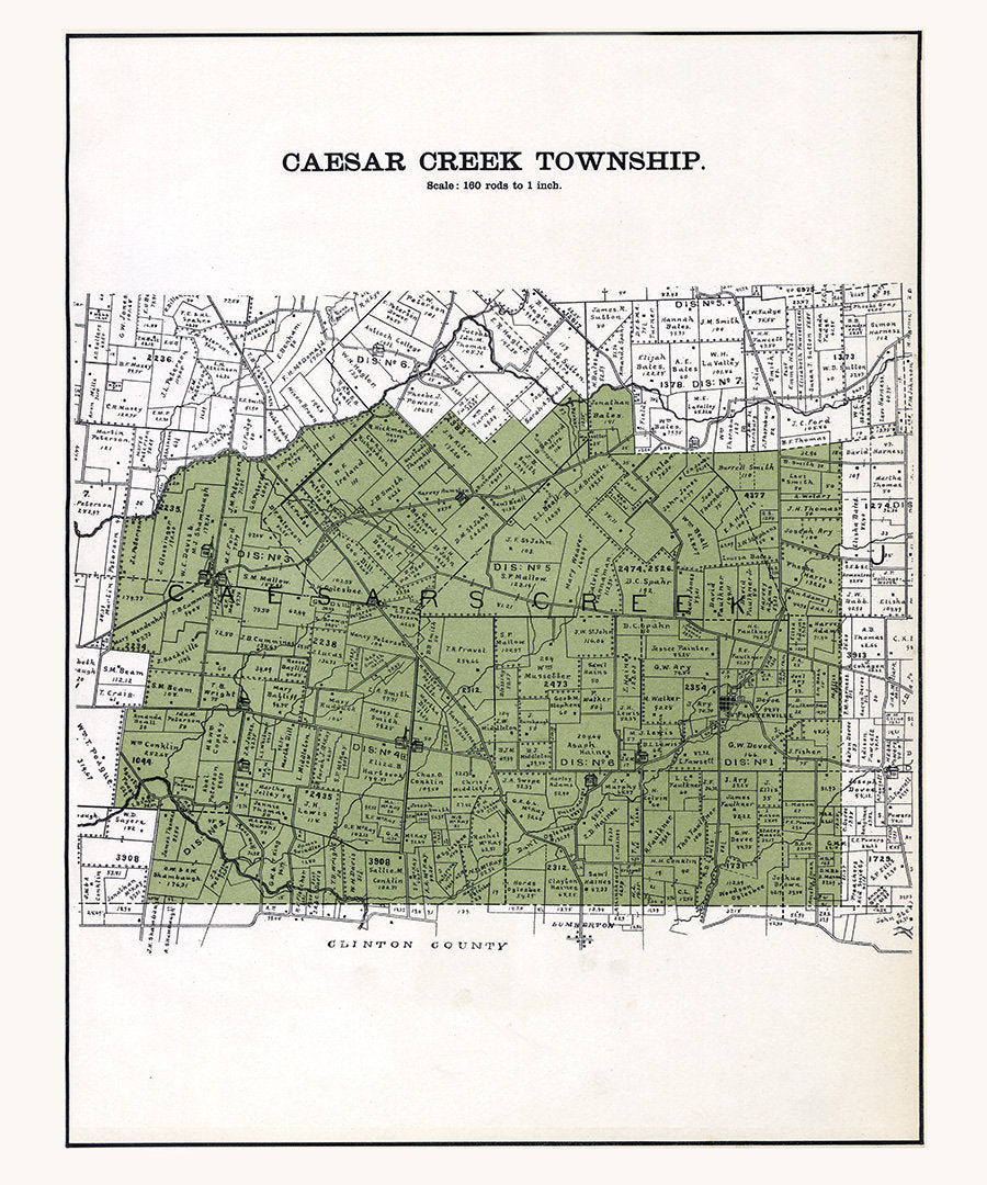 1896 Map of Caesar Creek Township Greene County Ohio