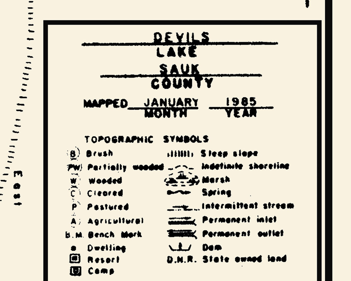 1985 Map of Devils Lake Sauk County Wisconsin