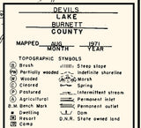 1971 Map of Devils Lake Burnett County Wisconsin