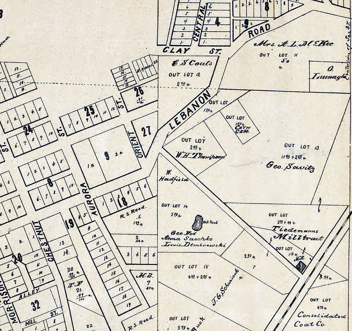 1892 Town Map of Collinsville Madison County Illinois