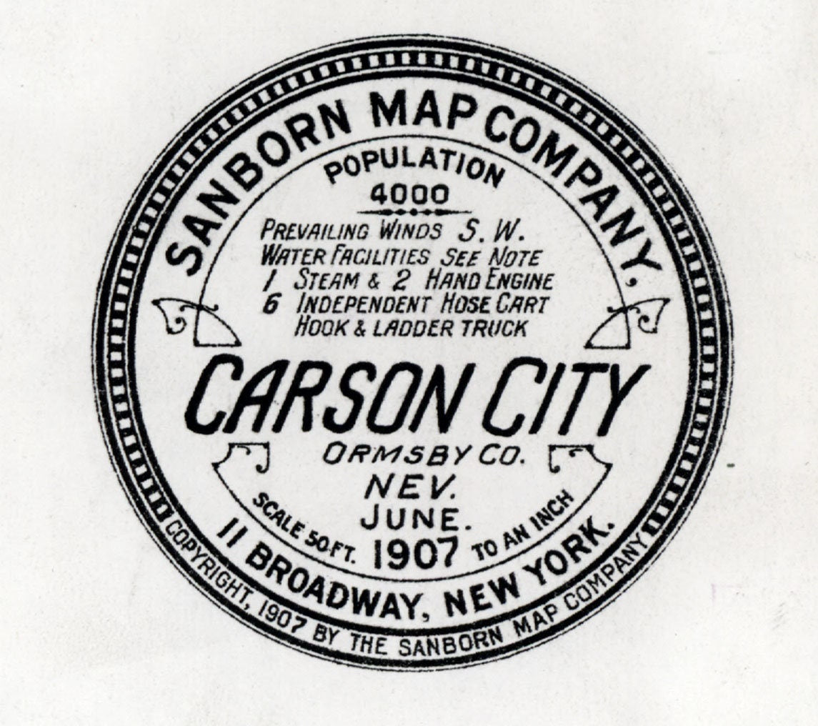 1907 Town Map of Carson City Nevada