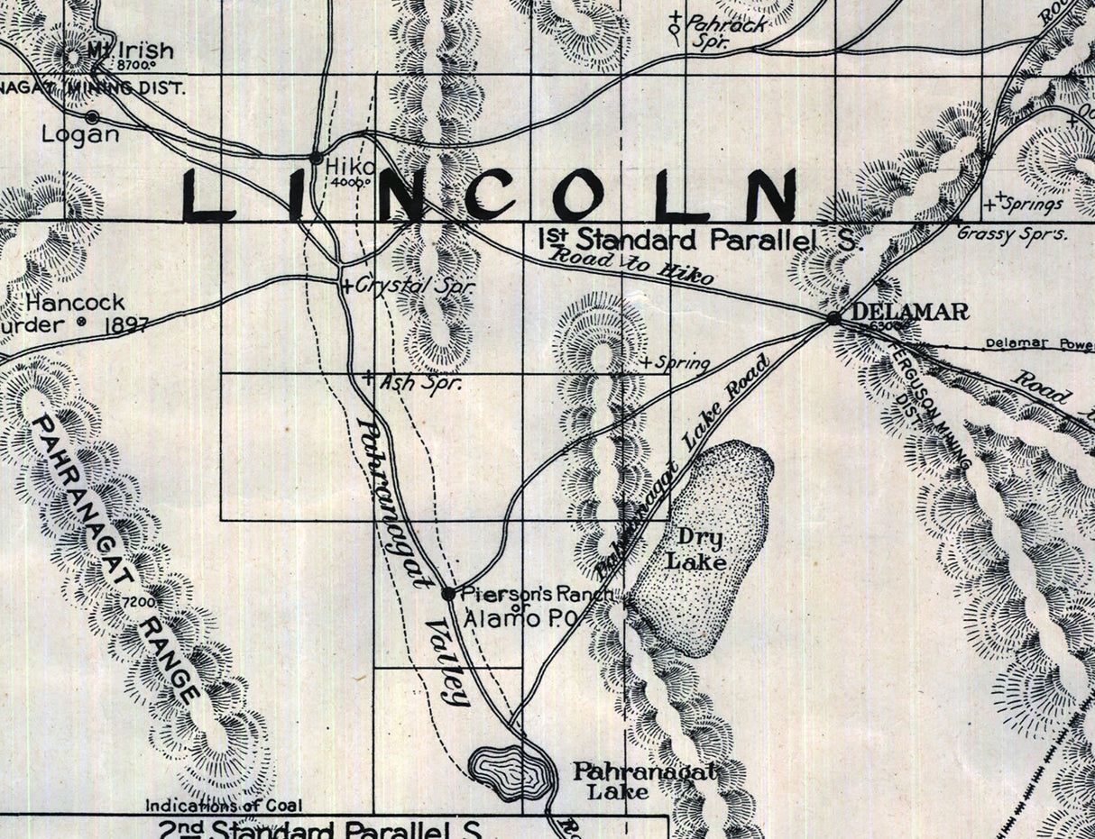 1908 Map of Lincoln and Clark County Nevada