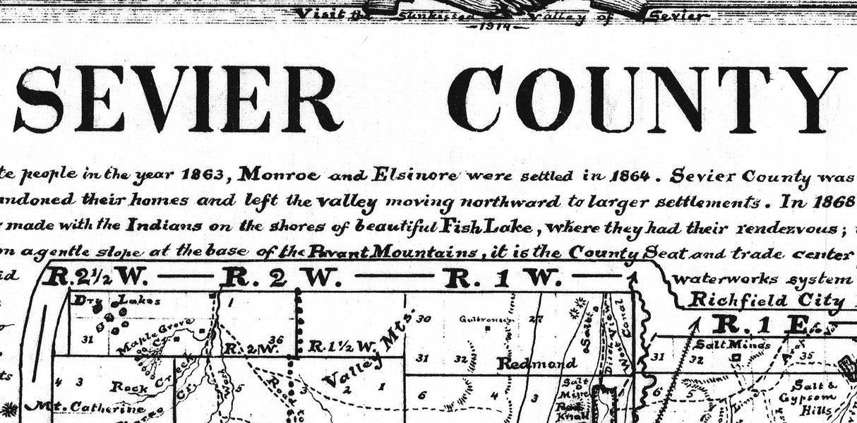 1915 Map of Sevier County Utah