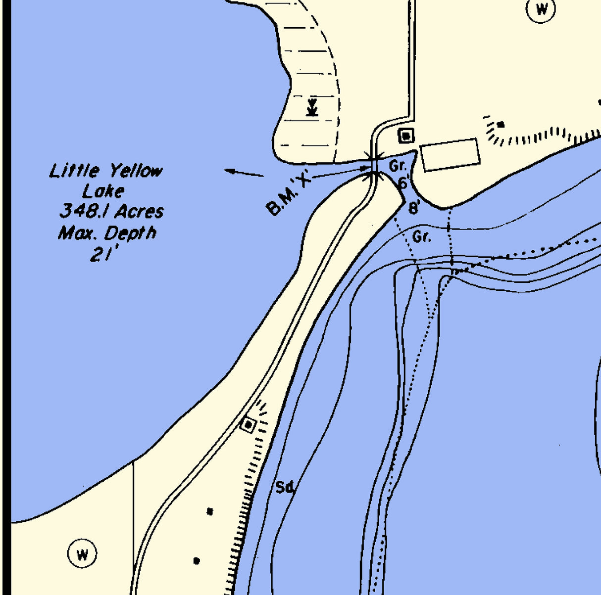 1973 Map of Yellow Lake Burnett County Wisconsin