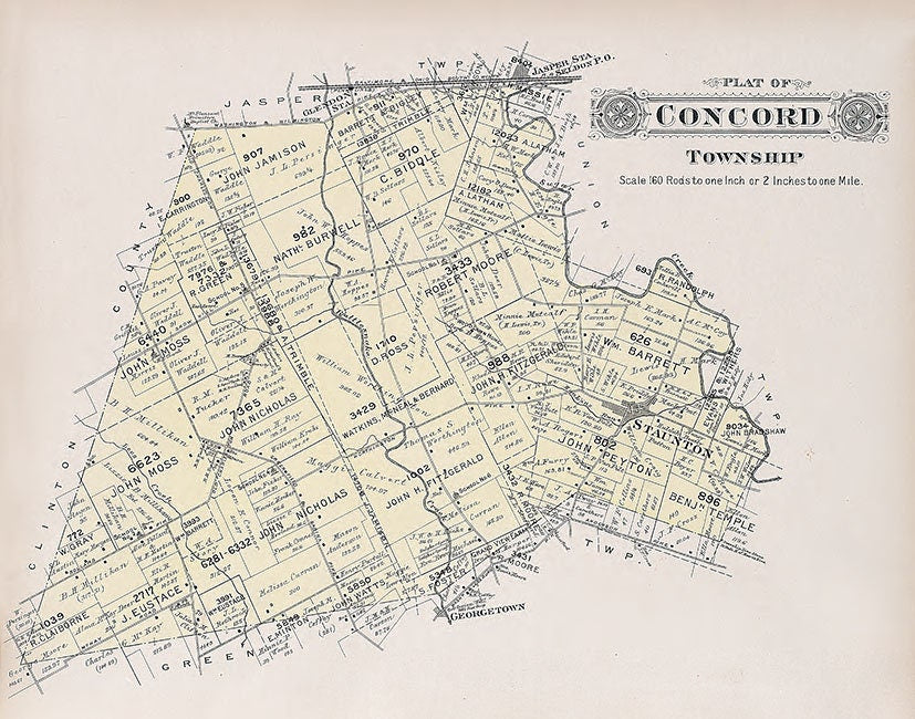 1913 Map of Concord Township Fayette County Ohio