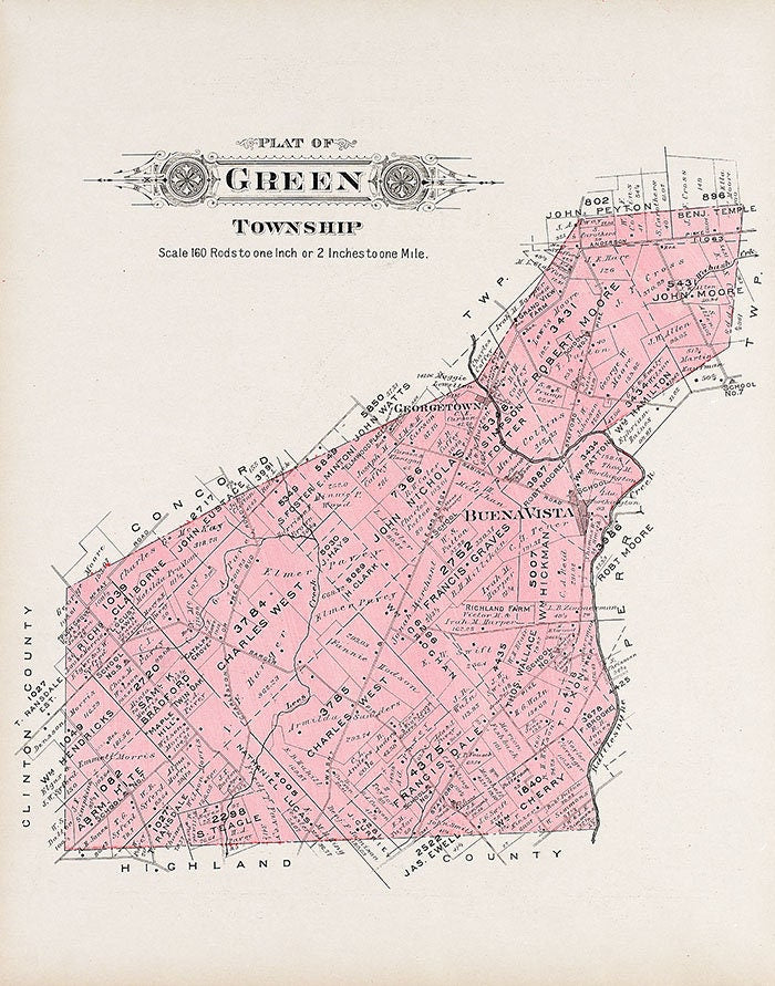 1913 Map of Green Township Fayette County Ohio