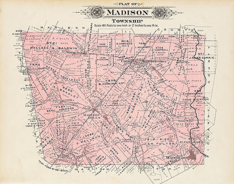 1913 Map of Madison Township Fayette County Ohio