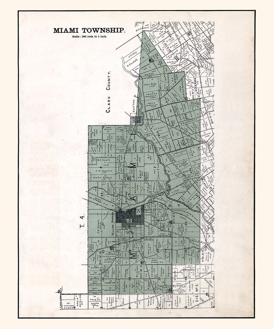 1896 Map of Miami Township Greene County Ohio