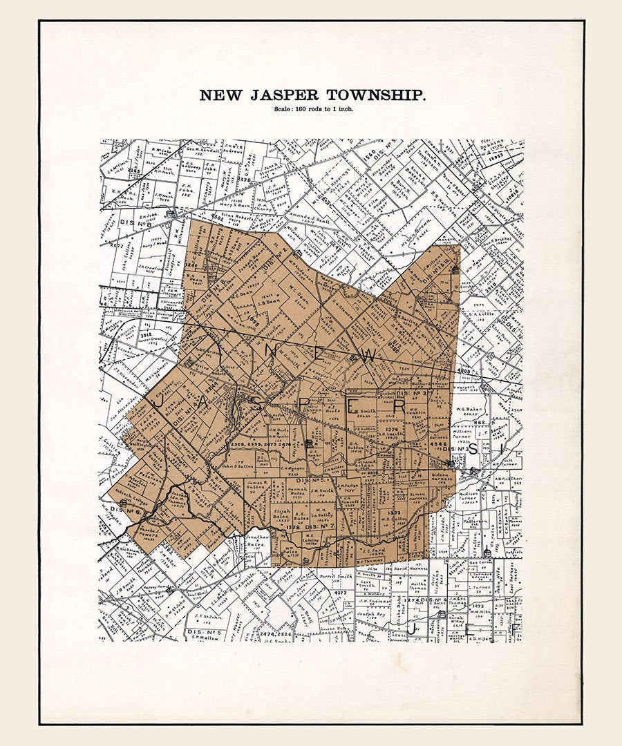 1896 Map of New Jasper Township Greene County Ohio