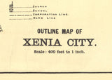 1896 Map of Xenia City Greene County Ohio