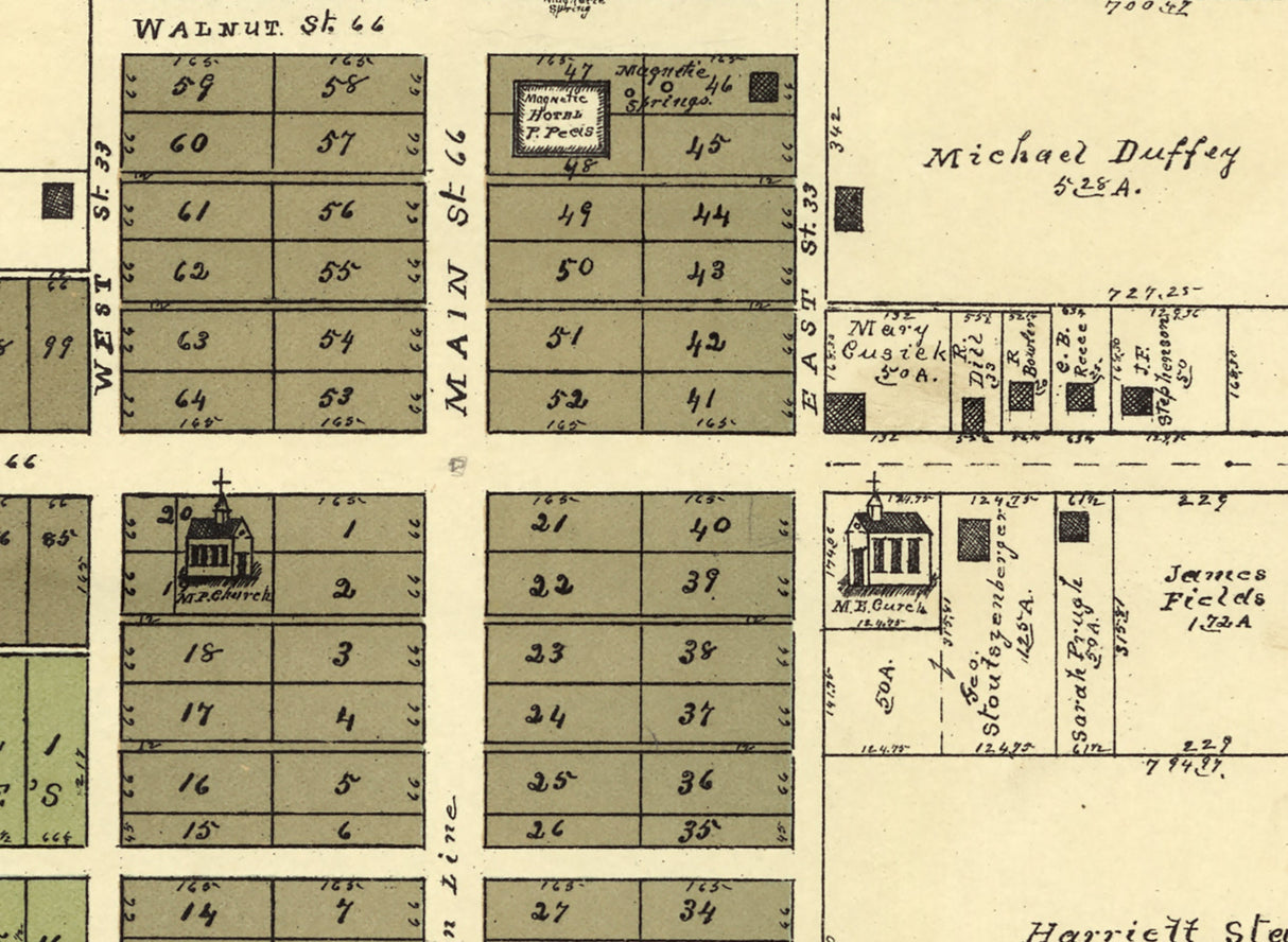 1896 Town Map of Bellbrook Greene County Ohio