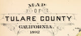 1892 Map of Tulare County California