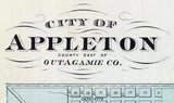 1878 Map of Appleton Outagamie County Wisconsin