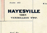 1861 Town Map of Hayesville Ashland County Ohio