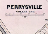 1861 Town Map of Perrysville Ashland County Ohio