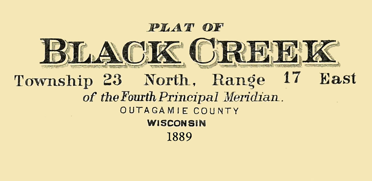 1889 Map of Black Creek Township Outagamie County Wisconsin