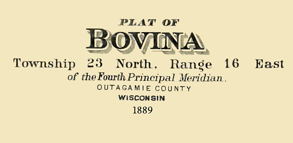 1889 Map of Bovina Township Outagamie County Wisconsin