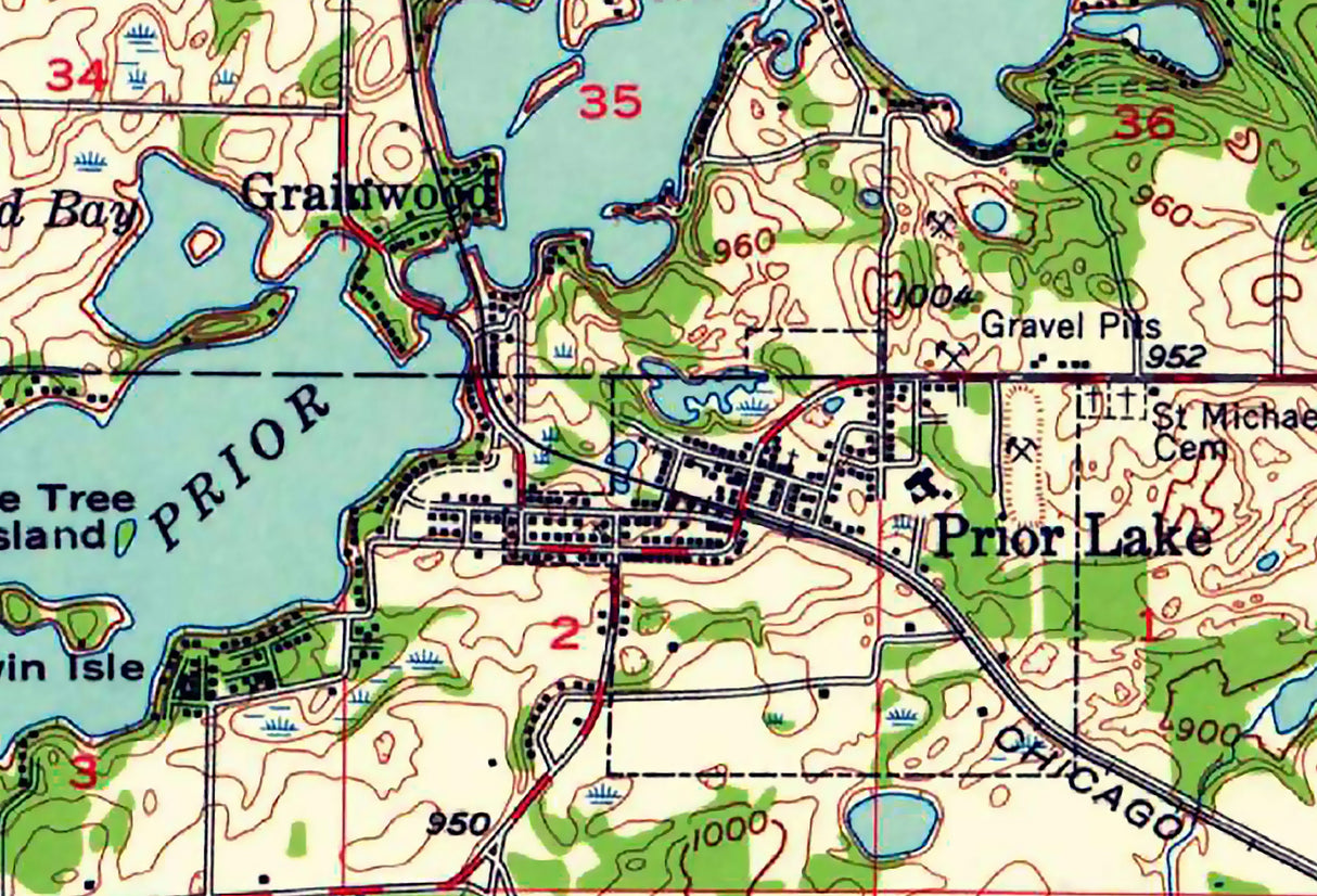 1957 Map of Prior Lake Minnesota
