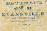 1860 Town Map of Evansville Indiana