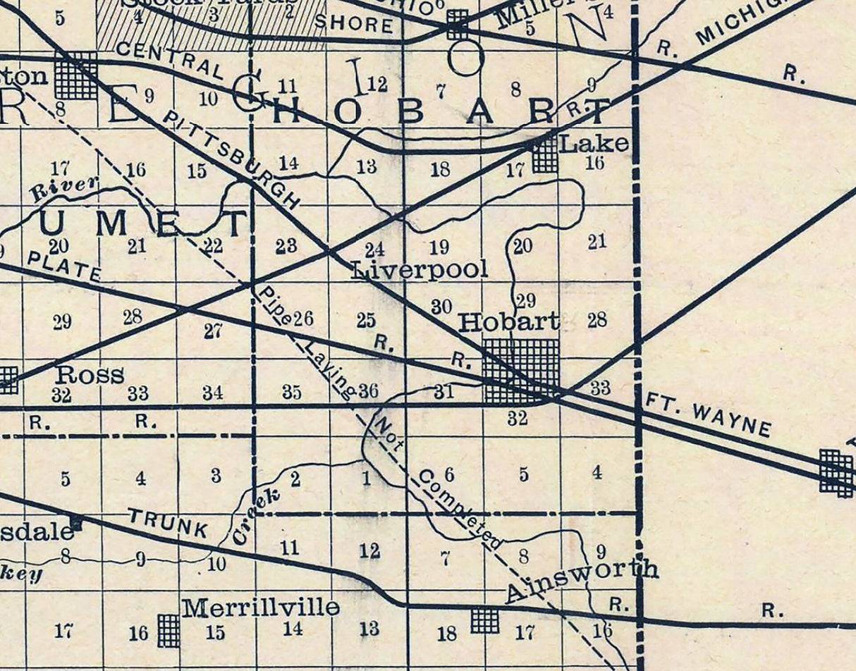 1890 Map of Lake County Indiana