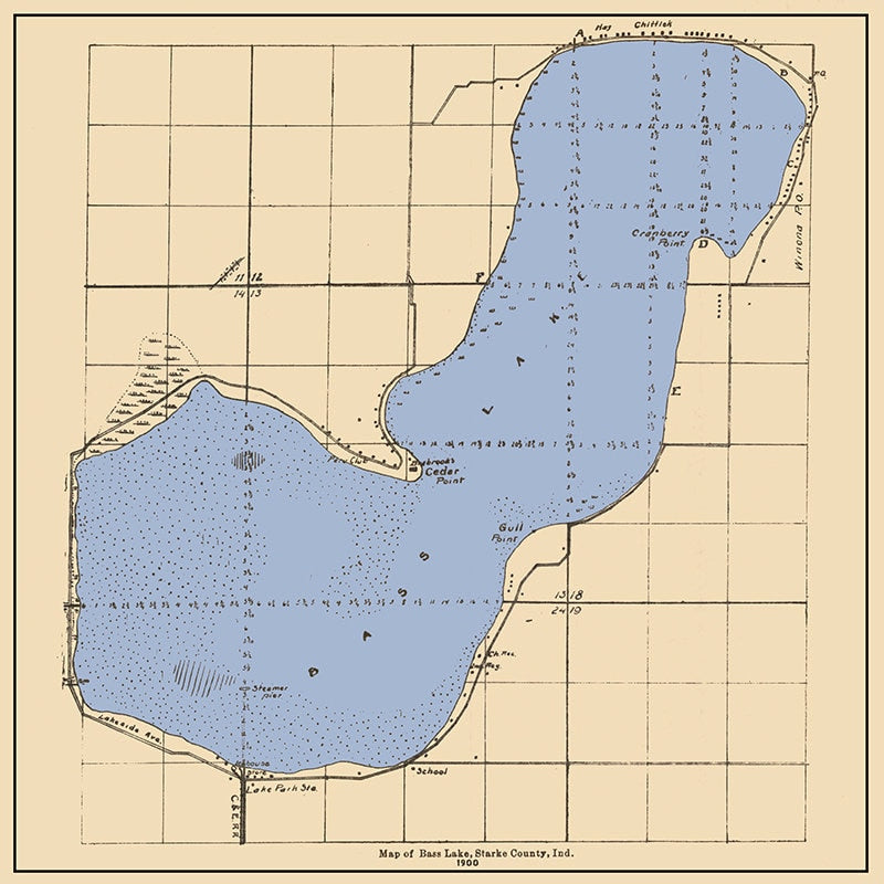 1900 Map of Bass Lake Starke County Indiana