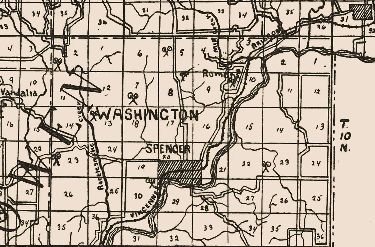 1906 Map of Owen and Greene County Indiana