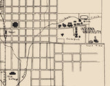 1907 Town Map of Bloomington Monroe County Indiana