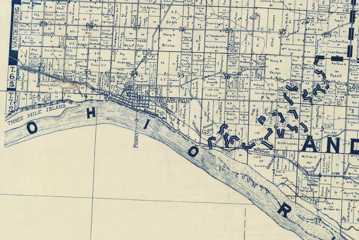 1909 Farm Line Map of Warrick County Indiana