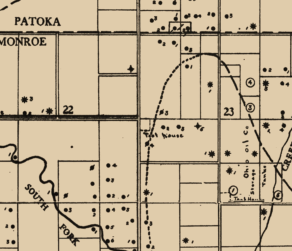 1910 Map of the Oakland City Oil Field Gibson County Indiana