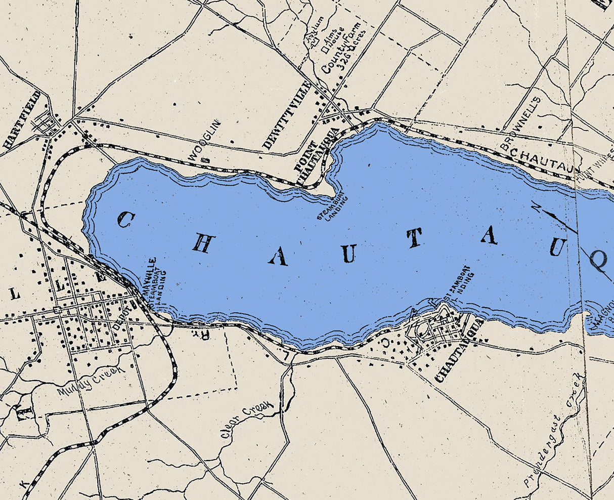 1885 Map of Chautauqua Lake New York