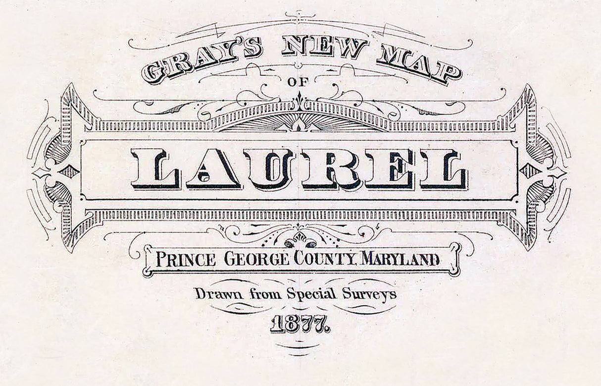 1877 Town Map of Laurel Prince George County Maryland