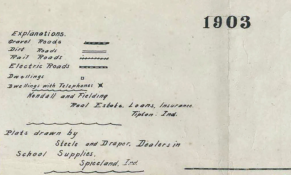 1903 Farm Line Map of Tipton County Indiana