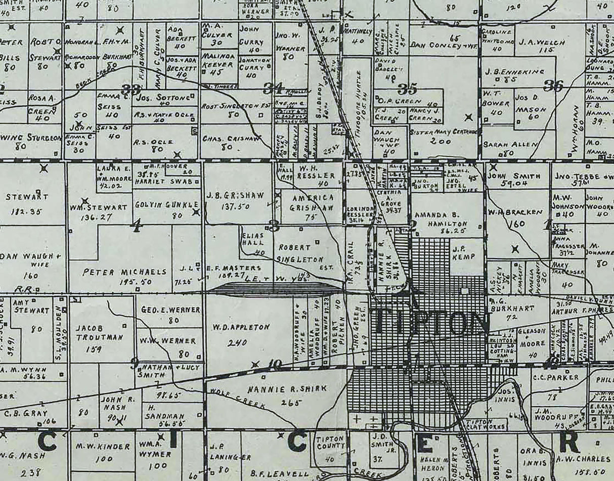 1903 Farm Line Map of Tipton County Indiana